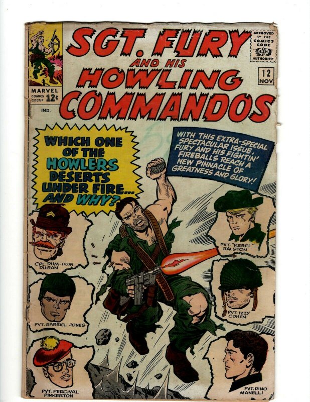 Sgt. Fury & His Howling Commandos # 12 VG/FN Marvel Comic Book Nick Avengers KD1