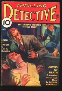 Thrilling Detective 4/1935-Strangulation cover-Lester Dent writing as C.K.M. ...
