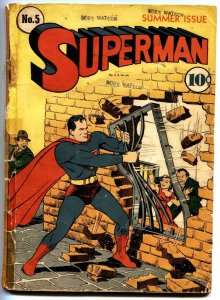 SUPERMAN #5-1940-Golden-Age Superhero DC Comic 4th Lex Luthor