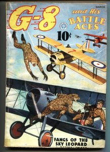 G-8 and His Battle Aces Pulp March1937-Aviation hero pulp- VG