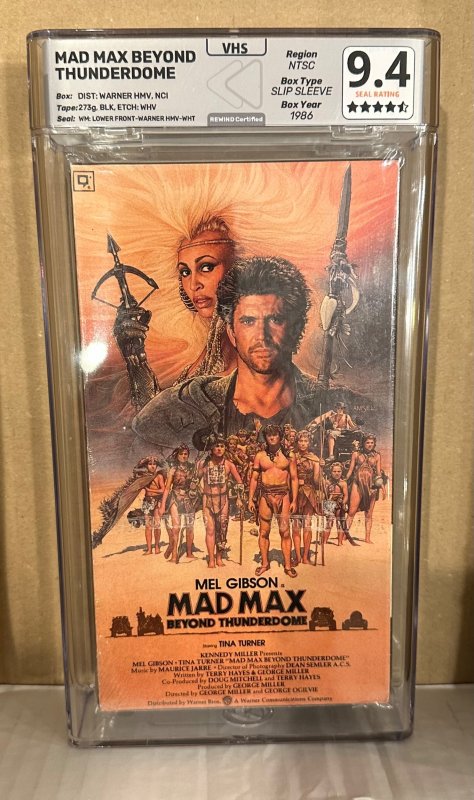 MAD MAX BEYOND THUNDERDOME 1986 VHS REWIND Graded 9.4 4.5/5 SEAL MEL GIBSON