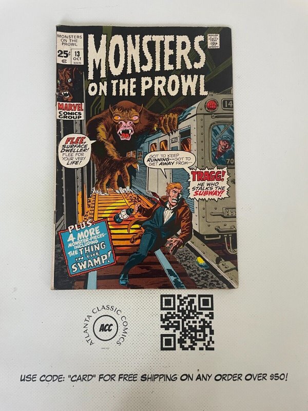 Monsters On The Prowl #13 FN/VF Marvel Comic Book Horror Fear Swamp Thing 4 J224
