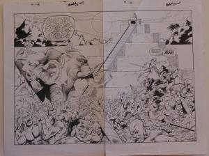 JAVIER SALTARES CHRIS IVY original art, RUNE #7 pgs 15-16, Double Splash, Battle
