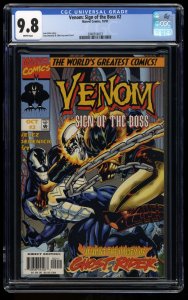 Venom: Sign of the Boss #2 CGC NM/M 9.8 White Pages Ghost Rider!