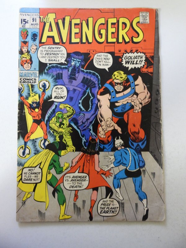 The Avengers #91 (1971) GD/VG Condition moisture stains, tape residue fc
