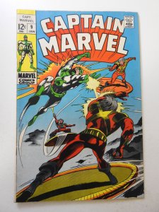 Captain Marvel #9 (1969) VG- Condition moisture stain, rust top staple