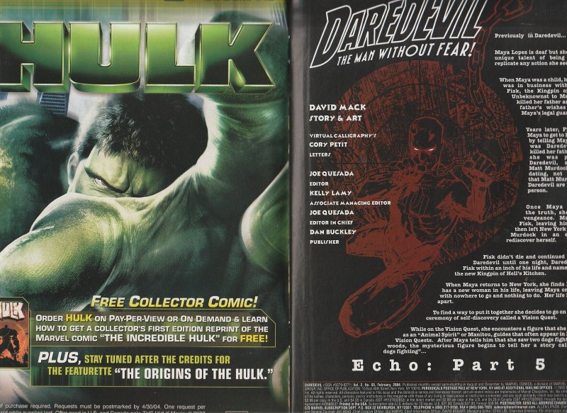 Daredevil #51,52,53,54,55   Echo's Vision Quest Complete Story arc