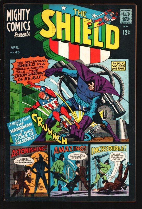 Mighty Comics #45 1967-Radio Comics-Shield-Hangman-Origin of the Web-VF