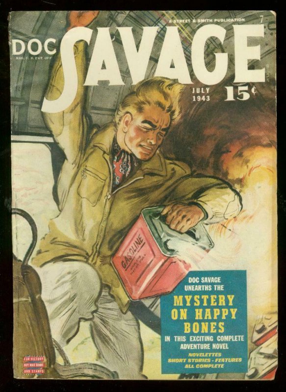 DOC SAVAGE JULY 1943-MYSTERY ON HAPPY BONES-PULP   S&S FN-