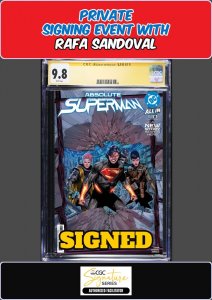 ABSOLUTE SUPERMAN #8 MAIN COVER CGC SS 9.8 RAFA SANDOVAL PRIVATE SIGNING PRESALE