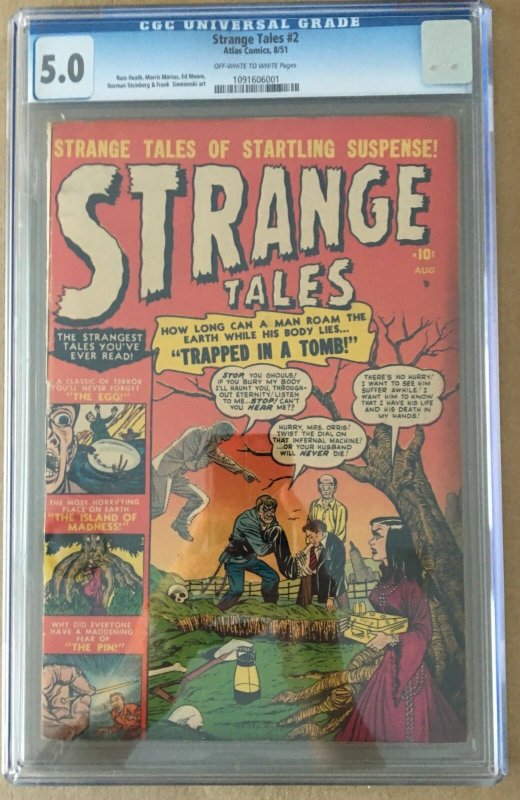 Strange Tales #2 (1951) CGC 5.0 -- O/W to white pages; Russ Heath cover