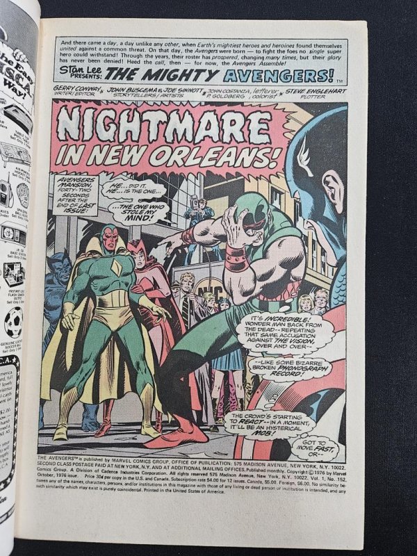 Avengers #152, Nightmare in New Orleans!, Marvel Comics, 1976