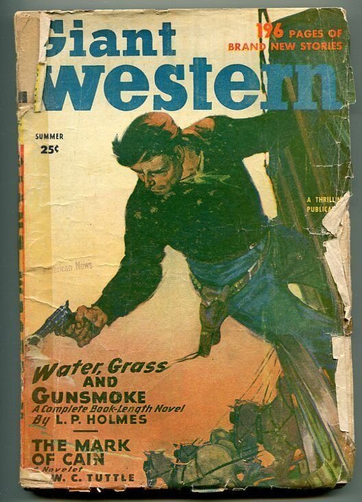 GIANT WESTERN SUMMER 1950-THRILLING-PULP WESTERN-W C TUTTLE-L P HOLMES-good