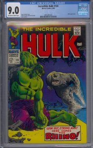 INCREDIBLE HULK #104 CGC 9.0 RHINO MARIE SEVERIN FRANK GIACOIA