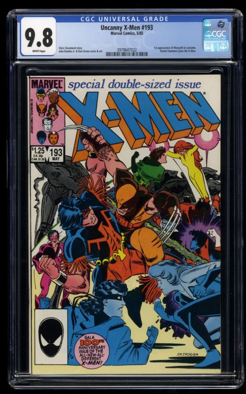 Uncanny X-Men #193 CGC NM/M 9.8 White Pages 1st Warpath in Costume!