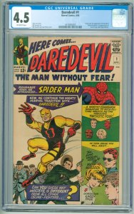 Daredevil #1 (1964) CGC 4.5 OW Pages! 1st Appearance of Daredevil!