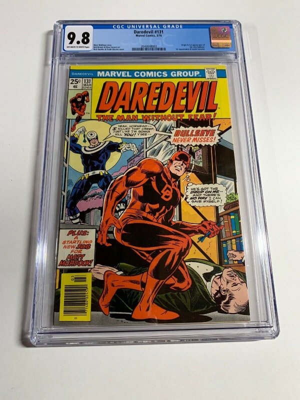 Daredevil 131 Cgc 9.8 Ow/w Pages 1st Bullseye Marvel Bronze Age