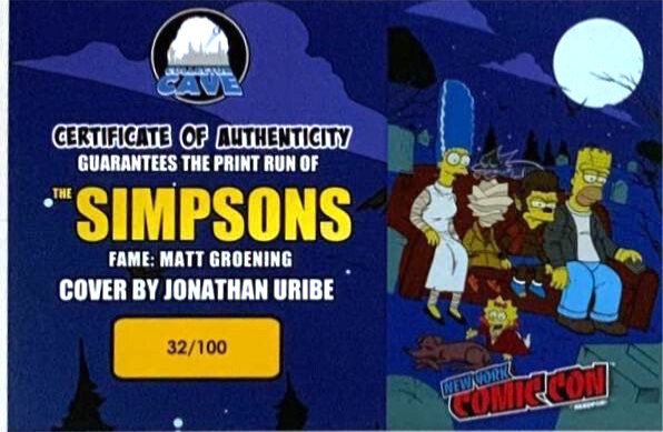 FAME: THE SIMPSONS NYCC 2025 JONATHAN URIBE TREE HOUSE OF HORROR VARIANT SET COA