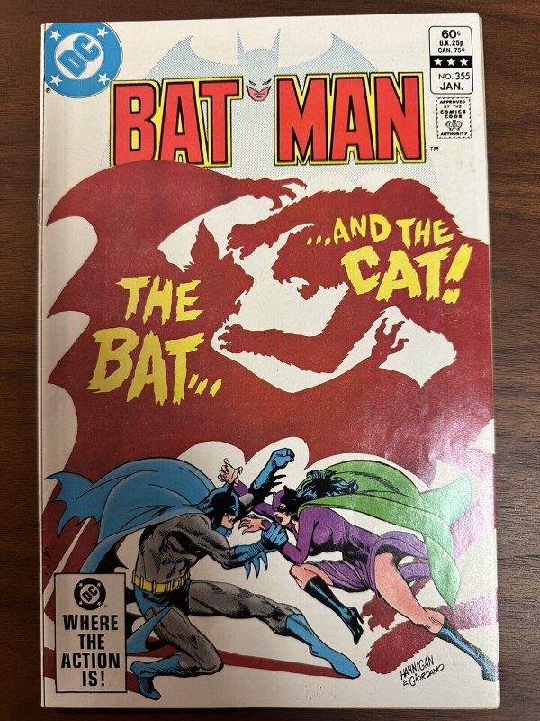 Batman #355 VF+ Never Scratch a Cat, Ed Hannigan Cover (DC 1983)