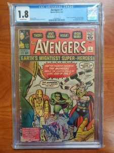 Avengers #1 1st Appearance of Avengers Lee Kirby CGC Graded 1.8 GD