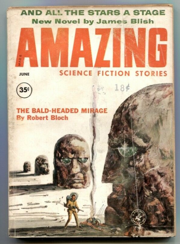 Amazing Stories June 1960- Bald-headed Menace VG