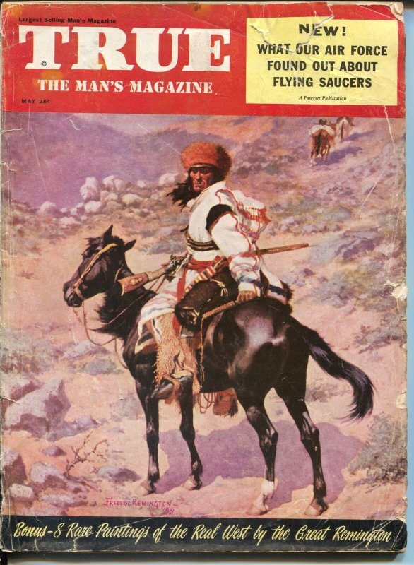 True 5/1954-Fawcett-Frederic Remington cover-flying Saucer-O'Malley-FR/G