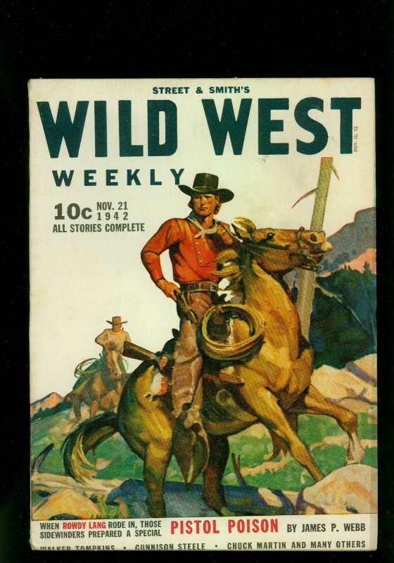 Wild West Weekly Pulp November 21 1942- Pistol Poison- Chuck Martin- FN