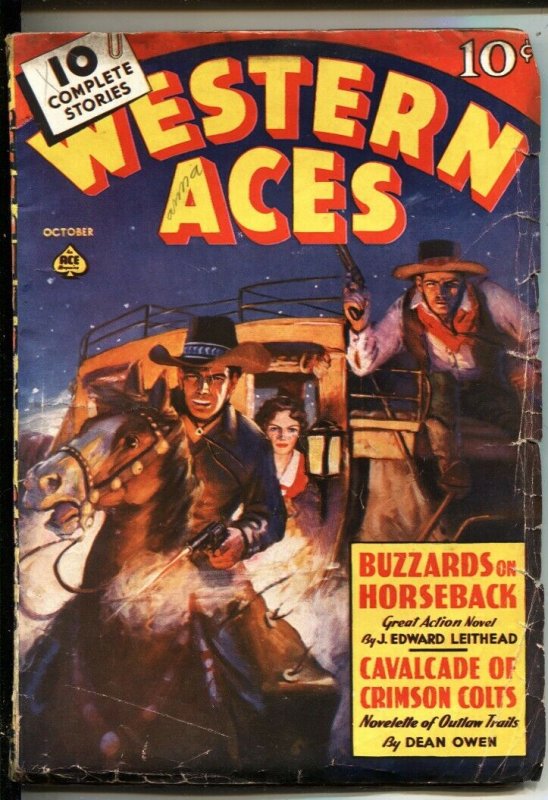 WESTERN ACES--OCT 1938-REGARDS TO THE HANGMAN--RICHARD CASE COVER ART--PULP