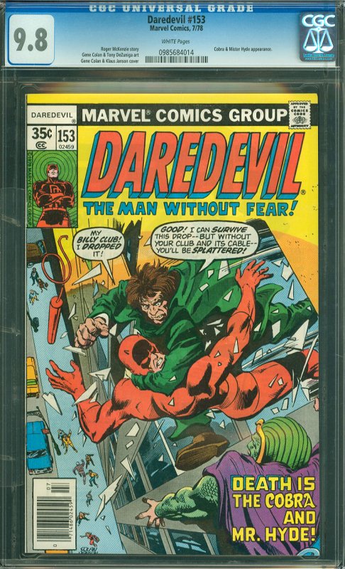 Daredevil #153 CGC Graded 9.8 Cobra and Mister Hyde appearance 