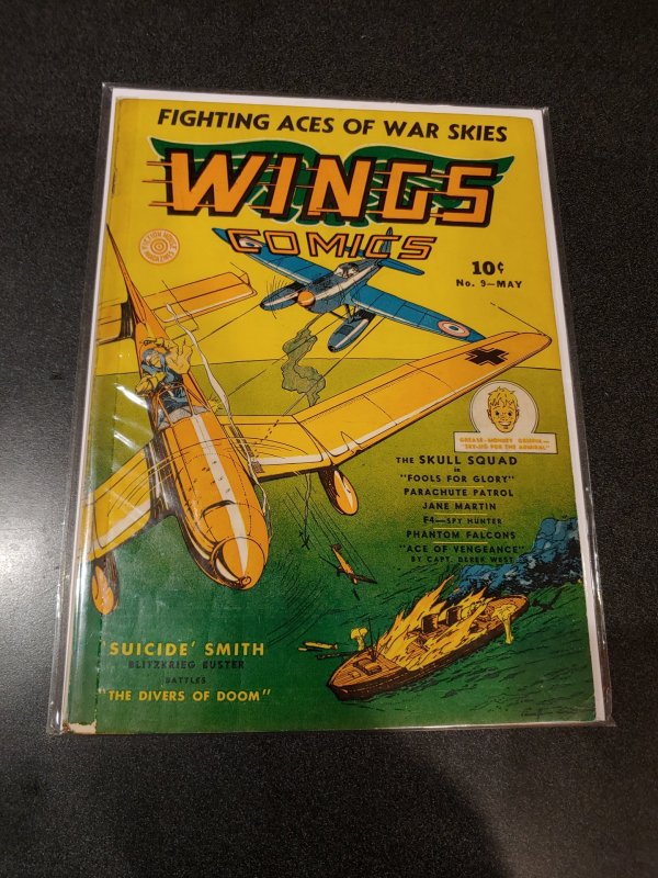 WINGS COMICS #9 1941 GOLDEN AGE CLASSIC FINE