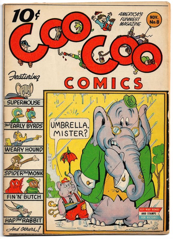 COO COO COMICS #8 (1943) Pines ★ 6.0 FN! ★ Supermouse by Milton Stein!