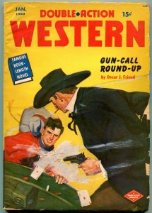 Double Action Western Pulp January 1950- Playing cards cover- Oscar Friend