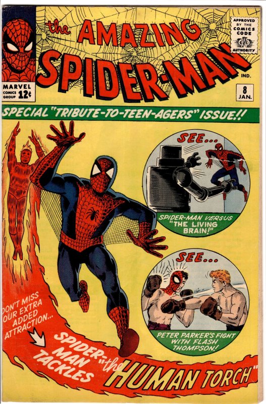 The Amazing Spider-Man #8 (1964) 1st Living Brain! see description