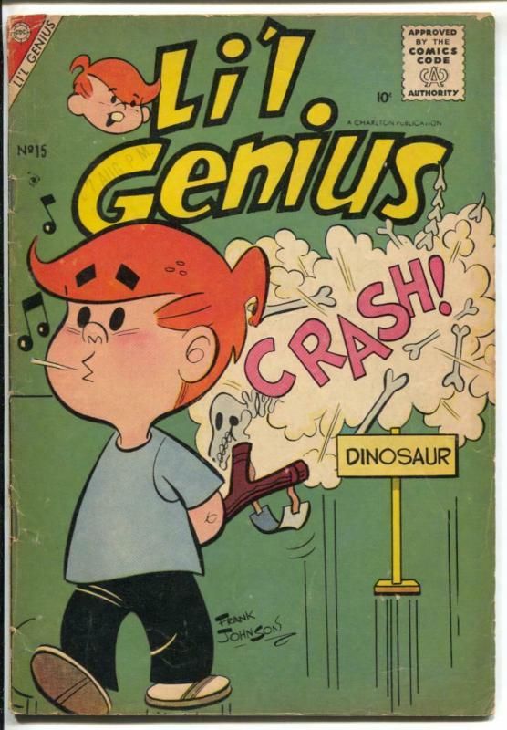 Li'l Genius #15 1957-Charlton-Dinosaur bones-Frank johnson-slapstick-VG