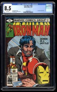 Iron Man #128 CGC VF+ 8.5 White Pages Demon in a Bottle!