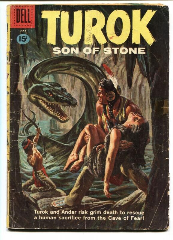 Turok Son Of Stone #23 1961-Dell-prehistoric Indians-dinosaurs-VG-