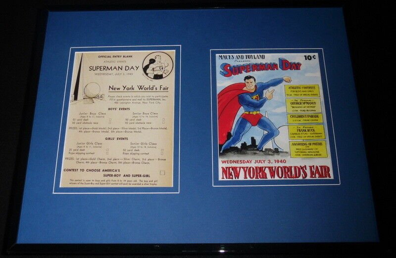 Superman Day 1940 New York World's Fair Framed 11x14 Repro Poster Display  