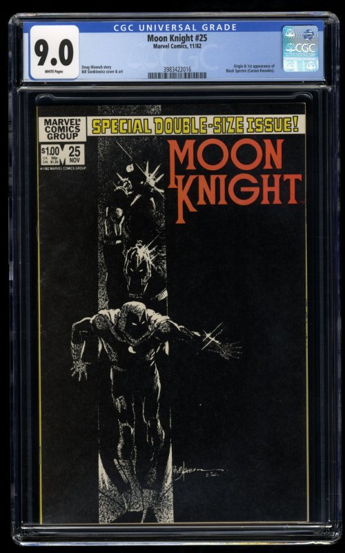 Moon Knight #25 CGC VF/NM 9.0 White Pages 1st Appearance Black Spectre!