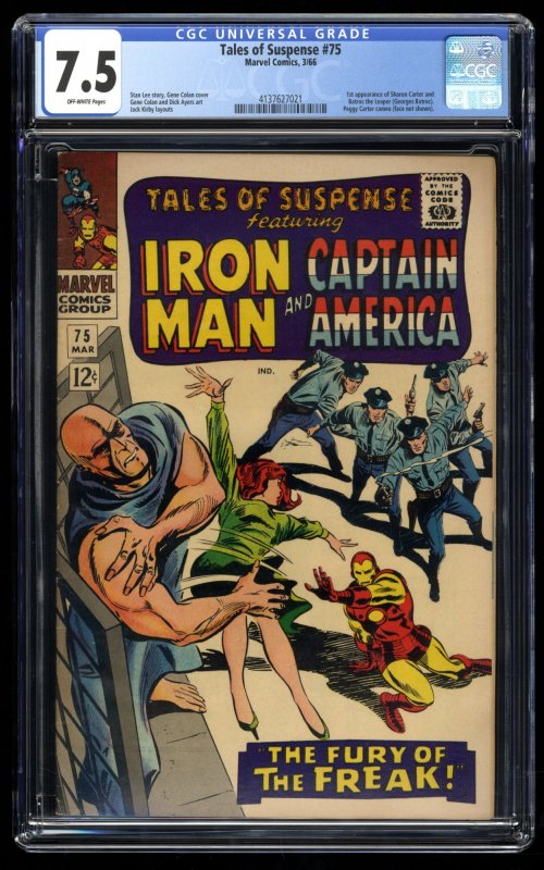 Tales Of Suspense #75 CGC VF- 7.5 Off White 1st Sharon Carter and Batroc!