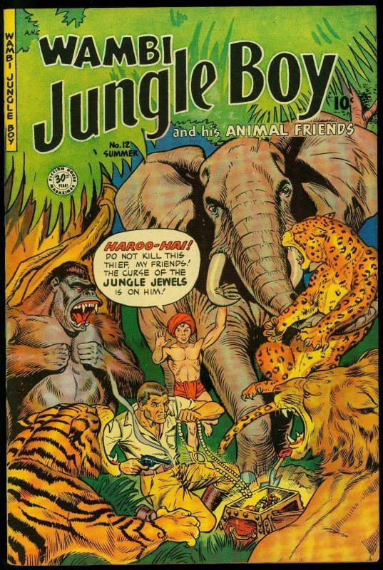 Wambi Jungle Boy #12 1951- Golden Age-Fiction House Elephant cover VF 
