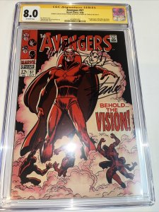 Avengers (1968) # 57 (CGC 8.0) 1st App Vision • Signed Roy Thomas + Stan Lee