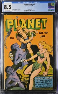 Planet Comics #40 1946 CGC 8.5 - Classic Golden Age GGA - Only 2 Graded Higher