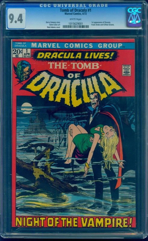 Tomb of Dracula #1 1972 1st Dracula! Neal Adams Cover! CGC 9.4 WHITE Pages!