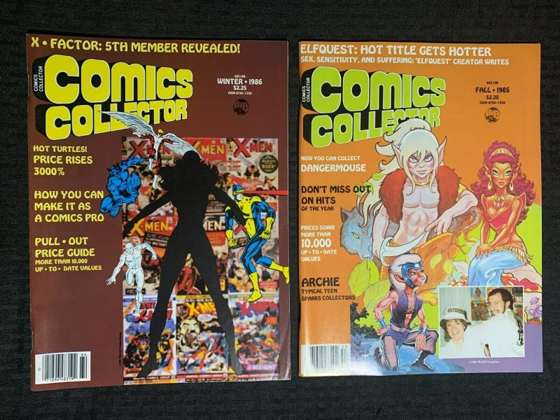 1985 COMICS COLLECTOR Magazine #9 & 10 FVF 7.0 Elfquest / X-Factor LOT of 2