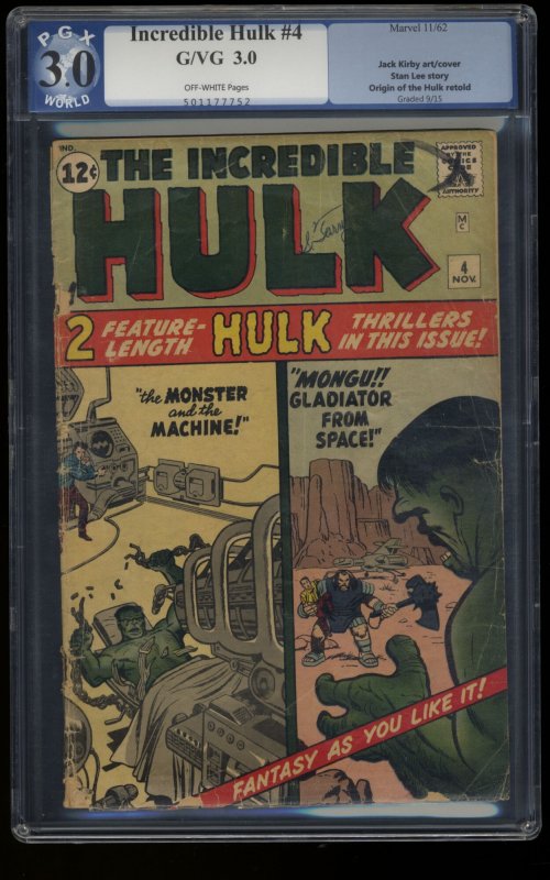 Incredible Hulk (1962) #4 PGX GD/VG 3.0 1st Print