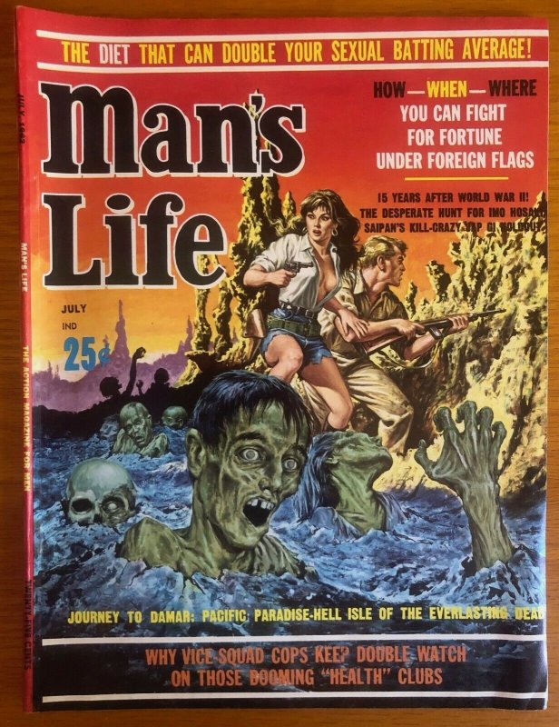MAN'S LIFE 7/62   Zombie cover. Men's adventure magazine pulp
