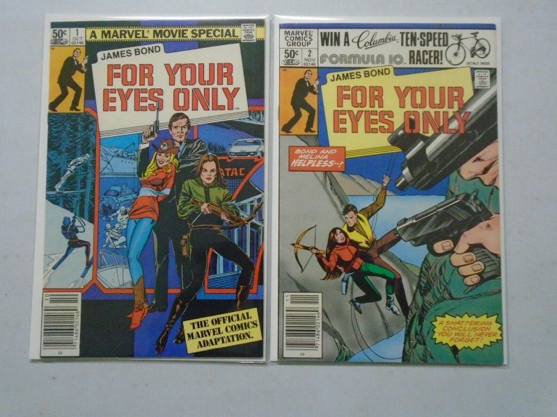 James Bond For Your Eyes Only set #1+2 Newsstand 8.0 VF (1981 Marvel)