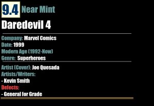 Daredevil 4 (1999) NM 9.4 Quesada Kevin Smith Age Marvel Comics