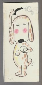 ON YOUR MARK, GET SET Cartoon Dog w/ Gun & Watch 4x9 Greeting Card Art #B4275