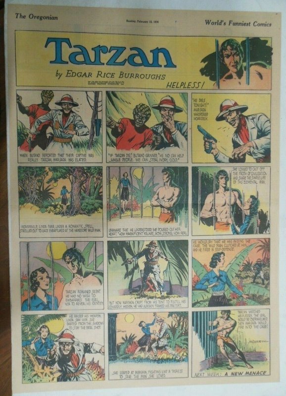 Tarzan Sunday Page #414 Burne Hogarth from 2/12/1939 Very Rare Full Page Size